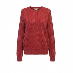 Athleta Crossroads Crew Sweater Small  Decadent Red Metallic Knit Top Holiday